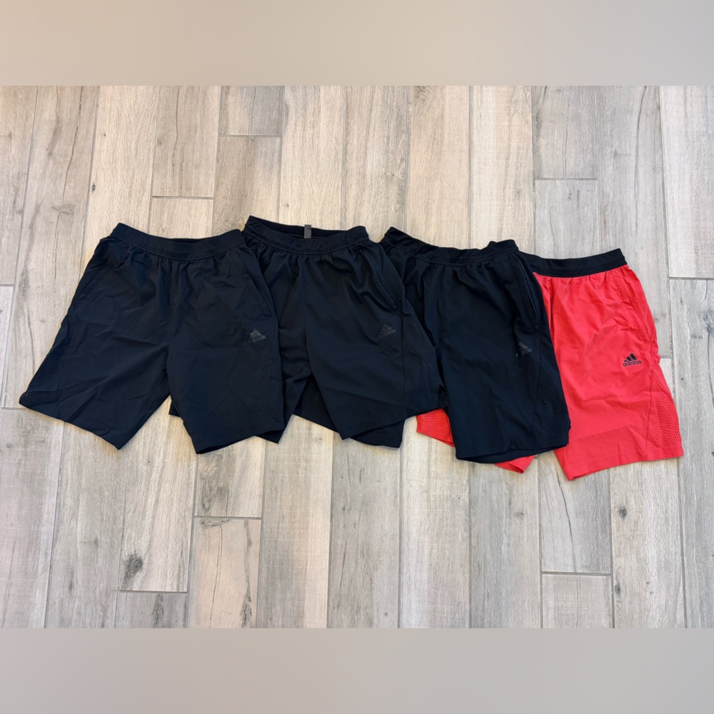 Adidas Men's Axis Woven Black and Red Athletic Shorts